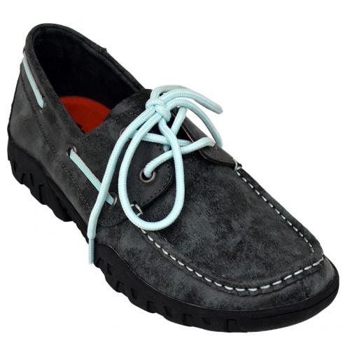 Ferrini Ladies 65322-49 Smoky Black Genuine Microsuede Moccasins Lace-up Shoes.