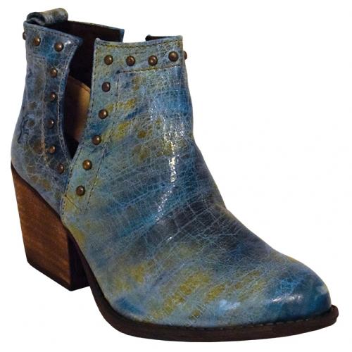 Ferrini Ladies 61014-50 Turquoise Genuine Cowhide Leather R-Toe Ankle Boot.