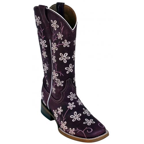 Ferrini Ladies 83193-48 Purple Genuine Cowhide Leather S-Toe Cowboy Boots.
