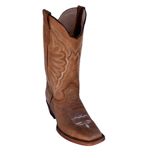 Ferrini Ladies 81071 -10 Brown Genuine Cowhide Leather D-Toe Cowboy Boots.