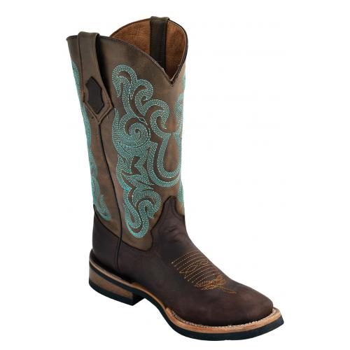 Ferrini Ladies 85093-59 Dark Chocolate Genuine Cowhide Leather S-Toe Cowboy Boots.