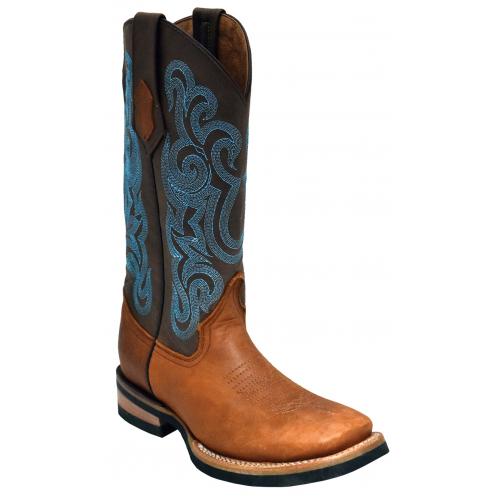 Ferrini Ladies 85093-10 Brown Genuine Cowhide Leather S-Toe Cowboy Boots.