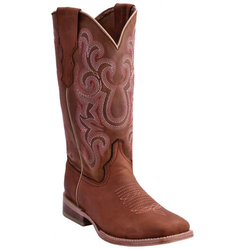 Ferrini Ladies 85193-16 Tan Genuine Cowhide Leather S-Toe Cowboy Boots.