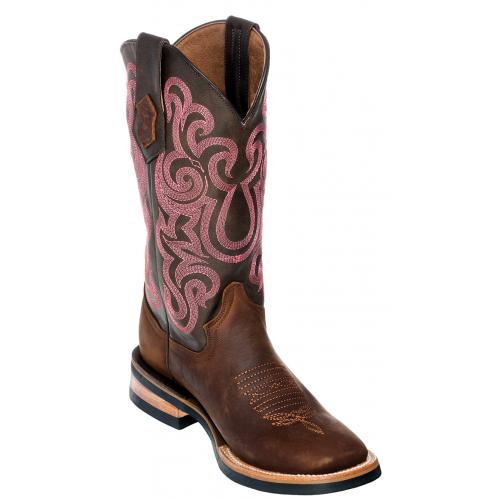 Ferrini Ladies 85193-09 Chocolate Genuine Cowhide Leather S-Toe Cowboy Boots.