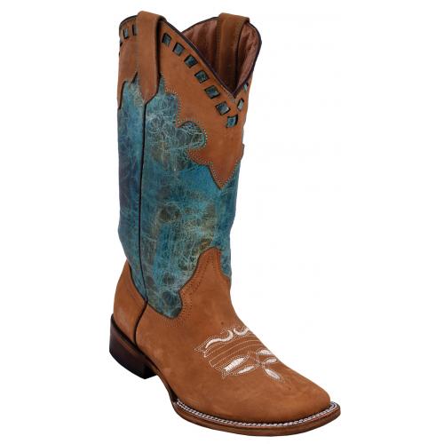 Ferrini Ladies 82993-29 Honey Genuine Cowhide Leather S-Toe Cowboy Boots.