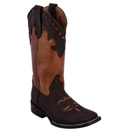 Ferrini Ladies 82993-09 Chocolate Genuine Cowhide Leather S-Toe Cowboy Boots.