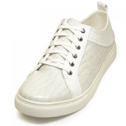 Fiesso White Genuine Leather Lace-Up Sneakers FI2184.