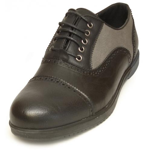 Fiesso Black PU Leather Casual Cap-Toe Shoes FI2186.