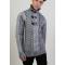 Barabas Silver Grey / Charcoal Half-Zip Faux Fur Collar Modern Fit Sweater W115