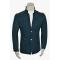 Barabas Prussian Blue / Black Cotton Blend / PU Leather Modern Fit Blazer Jacket 858