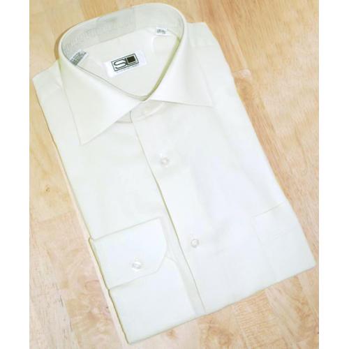 Steven Land  Cream Woven Convertible Cuffs 100% Cotton Dress Shirt DS001