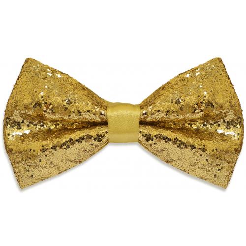 Gianfranco Champagne / Metallic Gold Glitter Silk Bow Tie / Hanky Set 8800-10