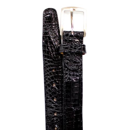 Belvedere 1999 Black All-Over Genuine Hornback Crocodile Belt.