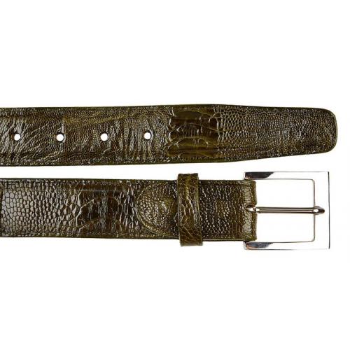 Belvedere ''2000'' Olive All-Over Genuine Ostrich Leg Belt.