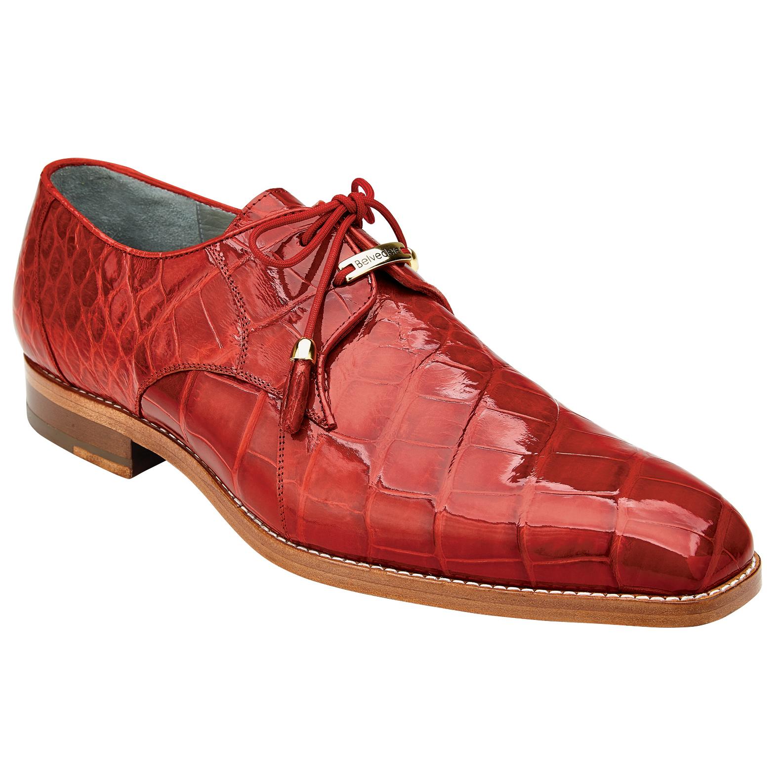 Belvedere Lago Red All-Over Genuine ALligator Shoes 14010