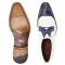 Belvedere "Monaco" White / Blue Genuine Ostrich / Italian Calf Cap-Toe Shoes 4B0.