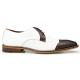 Belvedere "Monaco" White / Brown Genuine Ostrich / Italian Calf Cap-Toe Shoes 4B0.