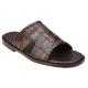 Belvedere "Palma" Brown Genuine Patchwork Crocodile Slip-On Sandals H02.