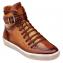 Belvedere "Taylor" Antique Almond Genuine Ostrich / Soft Calf Lace-Up Monk Strap High Top Sneakers Y08.