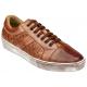 Belvedere "Ecco" Antique Honey Genuine Ostrich / Soft Buttery Woven Leather Lace-Up Sneakers Y11.