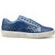 Belvedere "Ecco" Antique Ocean Blue Genuine Ostrich / Soft Buttery Woven Leather Lace-Up Sneakers Y11.