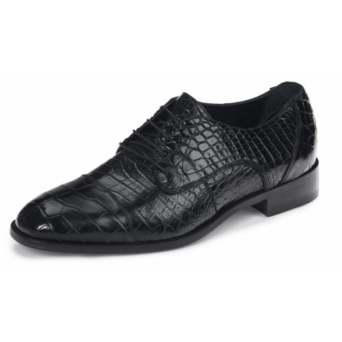 Mauri 'Adige'' 4896 Black Genuine Baby Alligator Lace-Up Shoes.