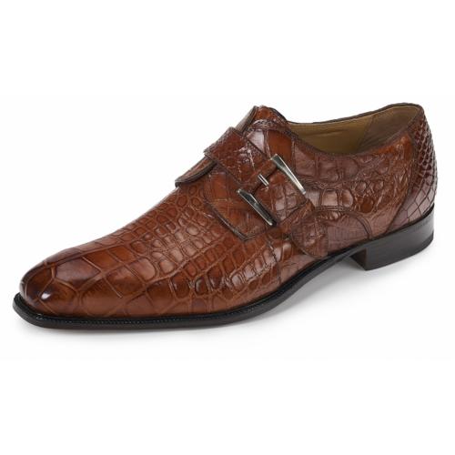 Mauri ''Agogna'' 4853 Gold Genuine Alligator Hand Painted Monk Strap Shoes.
