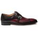Mezlan "Bardem" Burgundy / Black Genuine Calfskin Cap Toe Double Monk Strap Shoes 8979.
