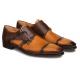 Mezlan "Bardem" Tan / Brown Genuine Calfskin Cap Toe Double Monk Strap Shoes 8979.
