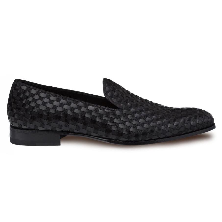 Mezlan Caba Black Italian Calfskin / Woven Silk Fabric Loafers 9048 For ...