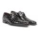 Mezlan "Dallas'' Black Genuine Crocodile Monk Strap Shoes 14436-F.