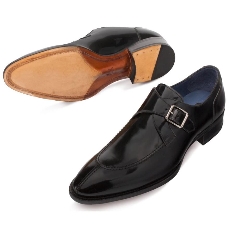 Mezlan Debussy'' Black Genuine Calfskin Split Toe Monk Strap Shoes 8901 ...