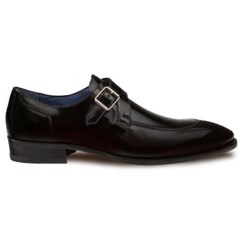 Mezlan "Debussy'' Black Genuine Calfskin Split Toe Monk Strap Shoes 8901.