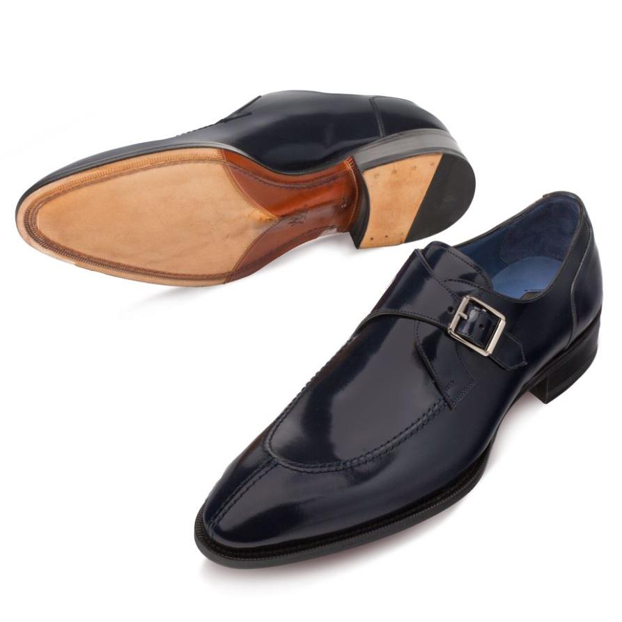 Mezlan Debussy'' Blue Genuine Calfskin Split Toe Monk Strap Shoes 8901 ...