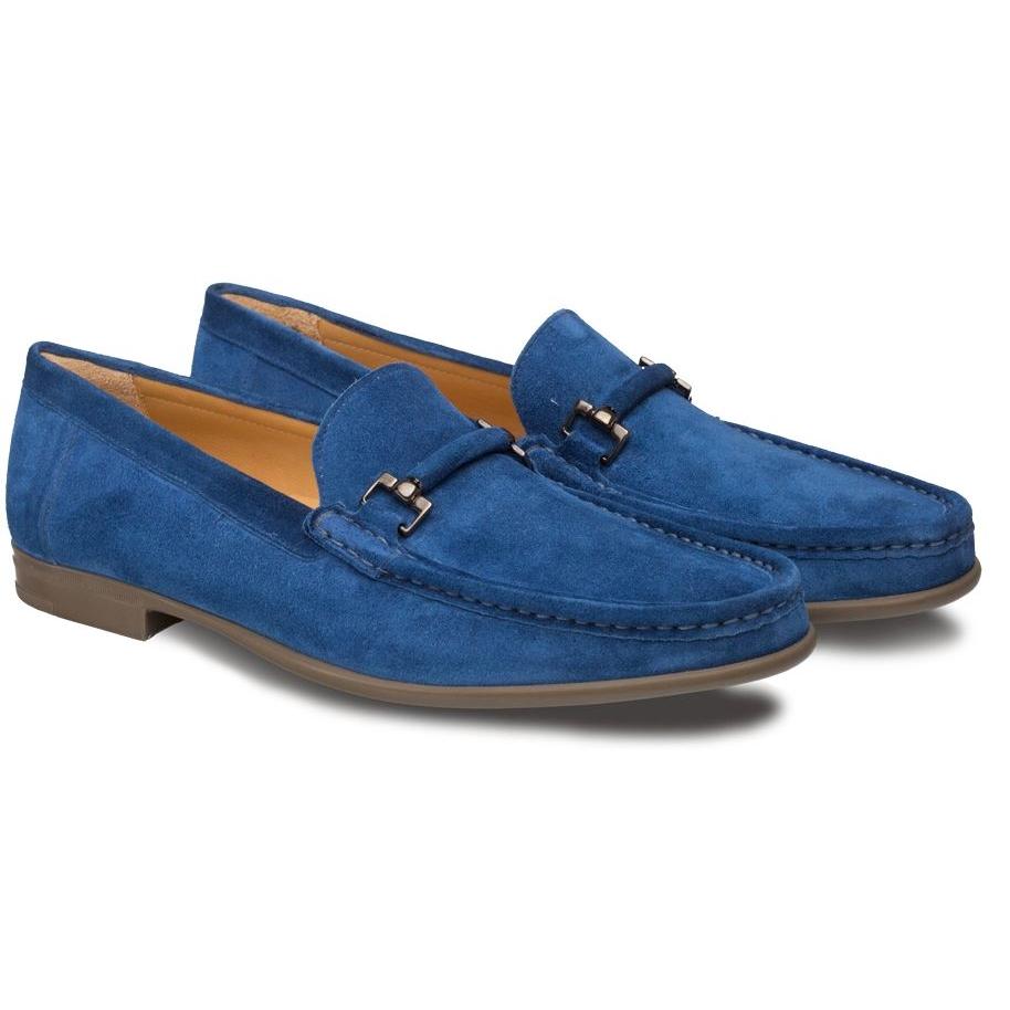 Mezlan Landa Blue Genuine Suede Bit Strap Moc Toe Loafers 7240. - $219. ...