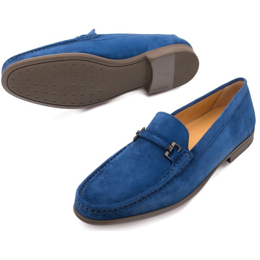 Mezlan Landa Blue Genuine Suede Bit Strap Moc Toe Loafers 7240. - $219. ...
