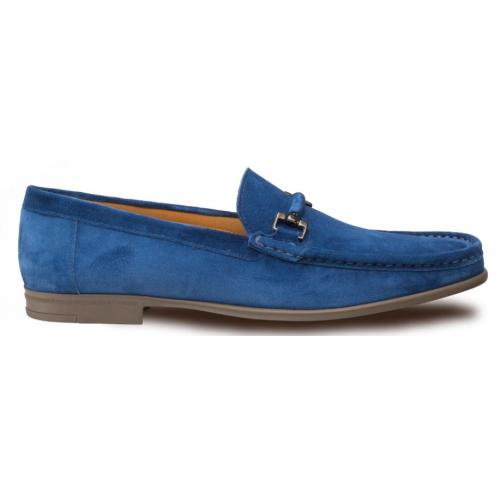 Mezlan Landa Blue Genuine Suede Bit Strap Moc Toe Loafers 7240. - $219. ...
