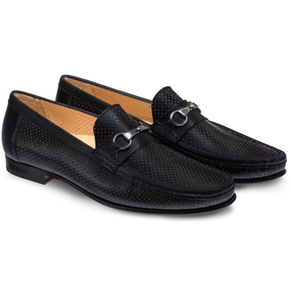 Mezlan Pani Black Genuine Calfskin Bit Strap Moc Toe Loafers 7241 ...