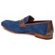Mezlan "Rivas" Blue / Brown Genuine Suede / Leather Penny Loafers 8728.