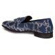 Mezlan "Falla'' Blue Genuine Patterened Fabric With Crocodile Tassel Slip-On 4512-F.