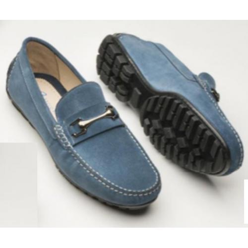 Bacco Bucci "Arcuri" Blue Genuine Suede Bit-Strap Driving Loafers 7659-46.