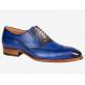 Mezlan "Kelvin" Sapphire Blue / Navy Burnished Calfskin Wing Tip Oxford Shoes 6657