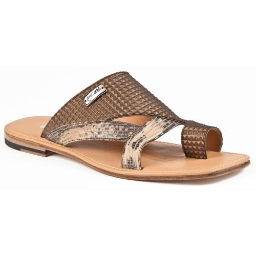 Mauri "1260/5" Brown / Bronze Genuine Tejus / Fabric Slide-In Open Toe Sandals.
