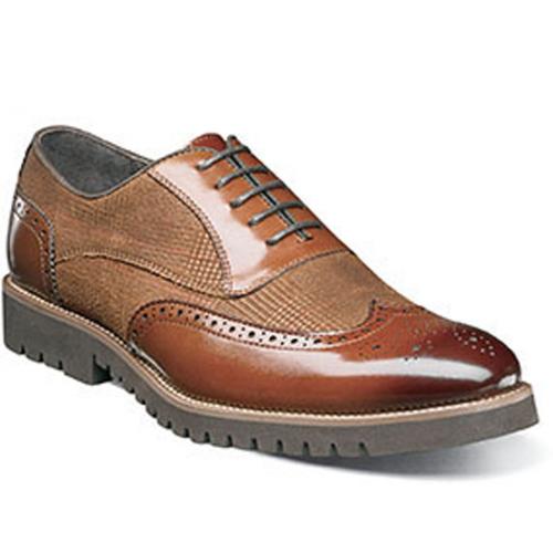 Stacy Adams "Baxley" Cognac Leather Wingtip Oxford Shoes 25217-221.