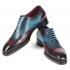 Paul Parkman ''081-BPX'' Blue / Purple Genuine  Hand-Painted Leather Welted Wingtip Oxfords Shoes.