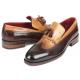 Paul Parkman ''KT57BJ" Brown / Beige Genuine Leather Kiltie Tassel Loafers.