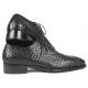 Paul Parkman ''044WN86" Black Genuine Woven Leather Lace-Up Shoes.