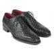 Paul Parkman ''044WN86" Black Genuine Woven Leather Lace-Up Shoes.
