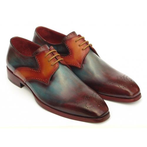 Paul Parkman ''6584-MIX" Multi-color Genuine Calfskin Leather Medallion Toe Derby Shoes.