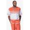 Montique Melon Orange / White Sectional Design Short Sleeve Outfit 1978